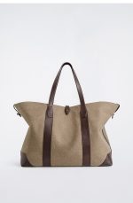 Wool Blend Large Tote Bag Beige Arrival - Image 4