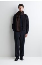 Plaid Wool Blend Scarf Wine Red - Image 2