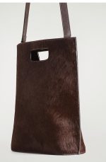 Folio Leather Satchel Shoulder Bag Brown - Image 4