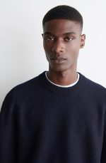 Wool Round-Neck Shirt Navy - Image 2