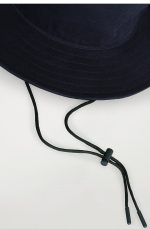 Wide Brim Design Cotton Sun Hat Navy Blue - Image 4