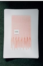 Mauhair-blend Textured Tassel Long Scarf Pink