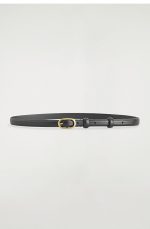 Oval Buckle Leather Belt Black - Image 3