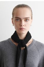 Mesh Knitted Triangle Scarf Black - Image 2