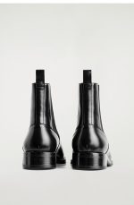 Square Head Chelsea Leather Boots Black - Image 4