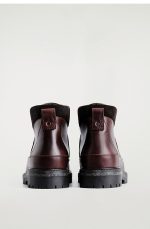 Grainy Leather Trim Hiking Boots Brown - Image 4