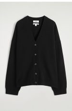 Cashmere V-Neck Cardigan Black - Image 3
