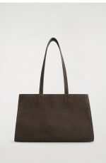 Cow Leather Magnetic Suction Tote Bag Dark Brown