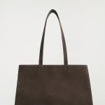 Cow Leather Magnetic Suction Tote Bag Dark Brown