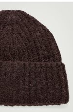 Alpaca Blend Rib Woven Sleeve Cap Dark Brown - Image 4