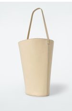Drawstring Bundle Leather Bucket Bag Cream Yellow - Image 4