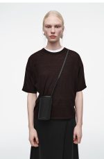 Mesh Crossbody Bucket Bag Black