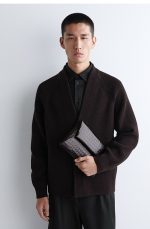 Embossed Leather Clutch Bag Dark Brown - Image 2