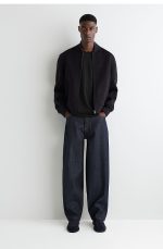 Square Head Chelsea Leather Boots Navy Blue