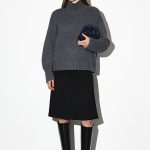 Drawstring Leather Soft Bucket Bag Navy Blue