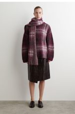 Alpaca Blend Plaid Scarf Wine Red - Image 2