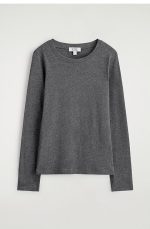 Knitted Round-Neck T-Shirt Gray - Image 4