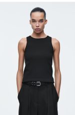 Knitted Round-Neck Vest Black - Image 3