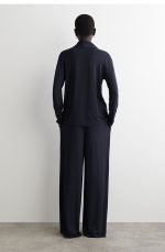 Knitted Wide-Leg Pants Navy - Image 3