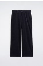 Corduroy Wide-Leg Trousers Navy - Image 4