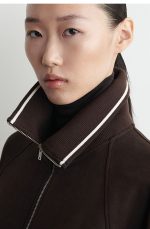 Mock-Neck Jacket Brown - Image 3
