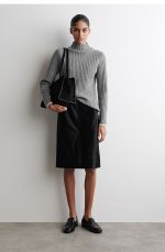 Knitted Mock-Neck Sweater Gray - Image 2
