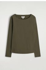 Cotton Long-Sleeve Top Khaki - Image 4