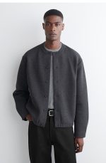 Round-Neck Cardigan Gray