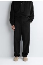 Wool Straight Trousers Black - Image 2