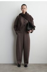 Wool Barrel Trousers Brown