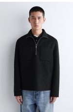Casual Wool Blend Knitwear Black
