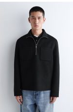 Casual Wool Blend Knitwear Black