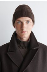 Neutral And With Cashmere Knitted Folding Cap Dark Brown