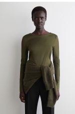 Cotton Long-Sleeve Top Khaki