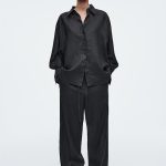 Linen Drawstring Trousers Black