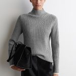 Knitted Mock-Neck Sweater Gray