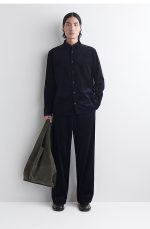 Corduroy Wide-Leg Trousers Navy