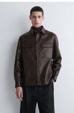 Leather Shirt Brown