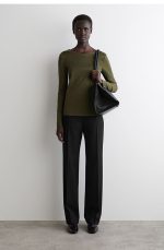 Cotton Long-Sleeve Top Khaki - Image 2