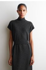Merino Mock-Neck Dress Black - Image 2
