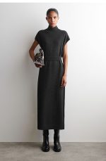 Merino Mock-Neck Dress Black