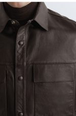 Leather Shirt Brown - Image 3