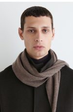 Unisex Cashmere Triangle Scarf In Taupe For Autumn - Image 3