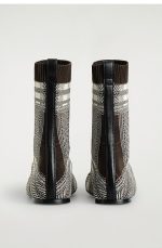 Plaid Knitted Sock Boots Burgundy - Image 4