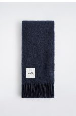 Unisex Tassel Mohair Blend Scarf In Navy Blue - Image 2