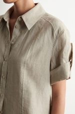 Linen Collared Shirt Beige - Image 3
