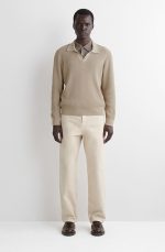 Cotton Polo-Collar Sweater Beige - Image 2