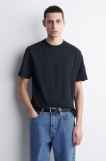 Knitted Round-Neck T-Shirt Navy