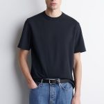 Knitted Round-Neck T-Shirt Navy