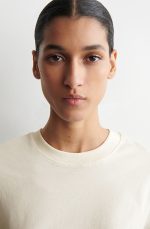 Cotton Round-Neck T-Shirt Cream - Image 3